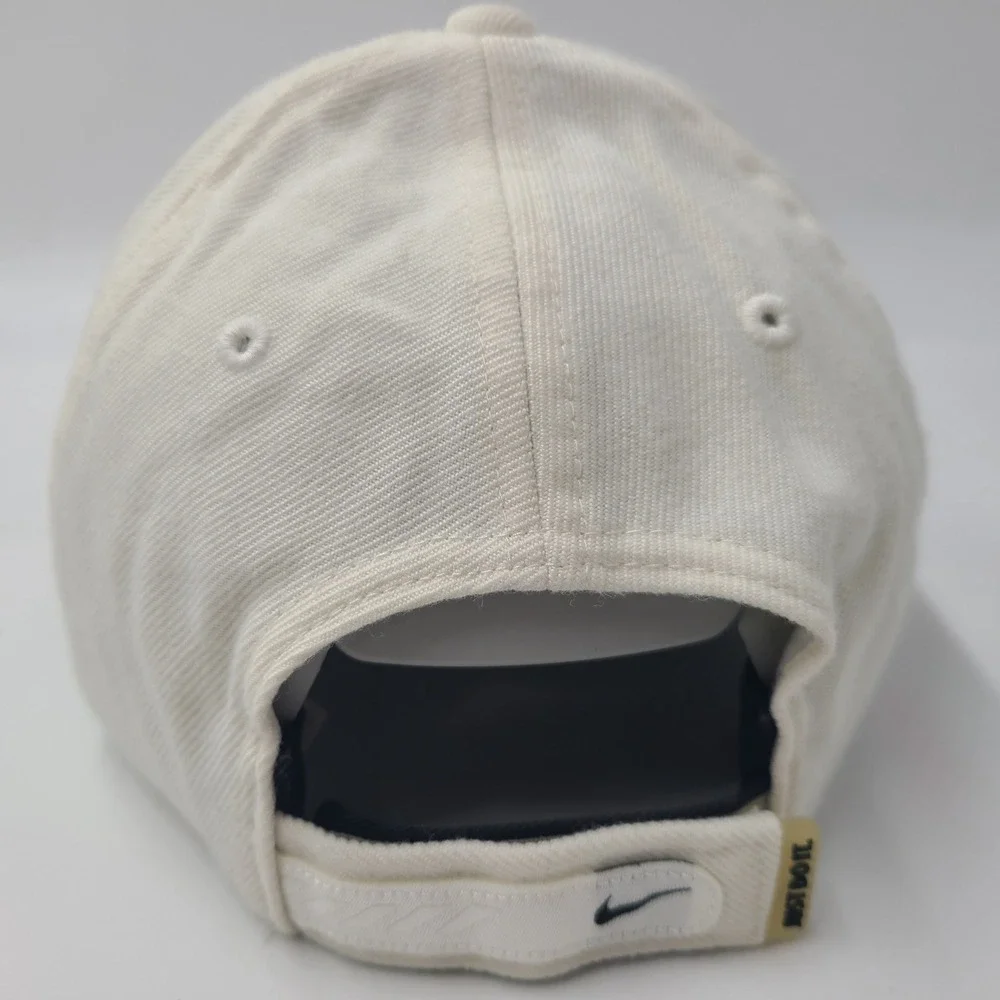 Nike Hat Adjustable Cream Black Swoosh Logo Casual Sports Cap Wool Blend Men